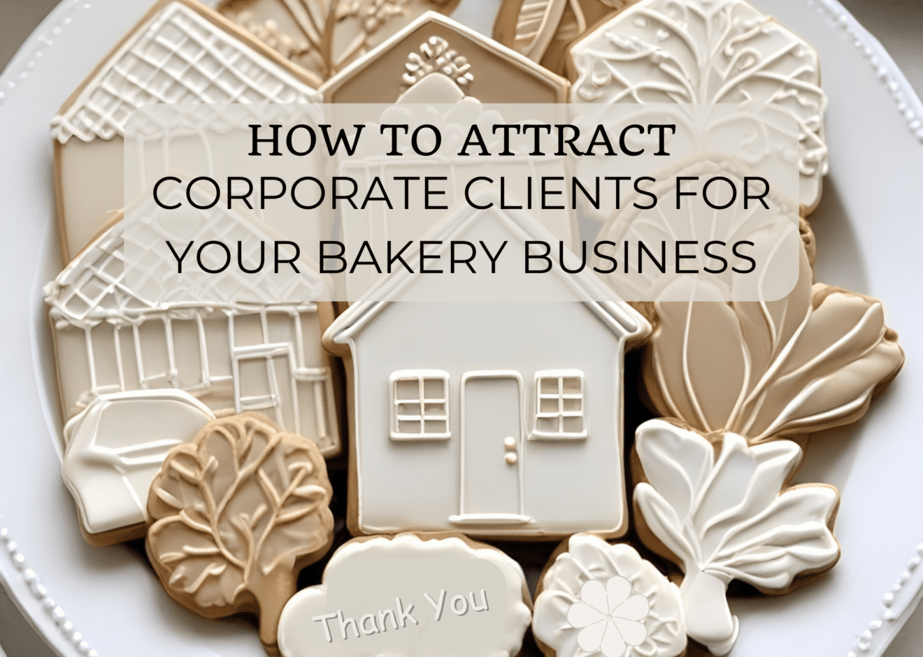 plate of cookies with banner that reads, How to attract corporate clients for your bakery business