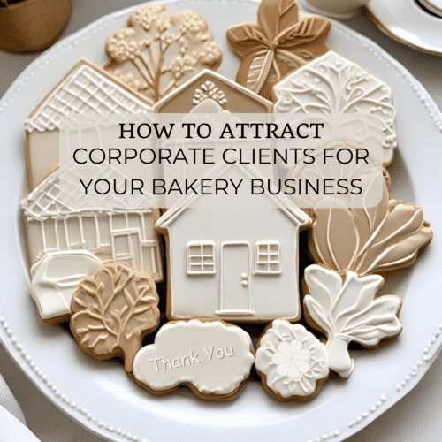 plate of cookies with banner that reads, How to attract corporate clients for your bakery business