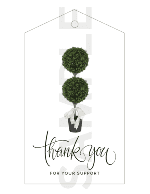 Topiary Collection Thank You For Your Support Gift Tags (2 styles) - Digital Download, Editable, Print at Home