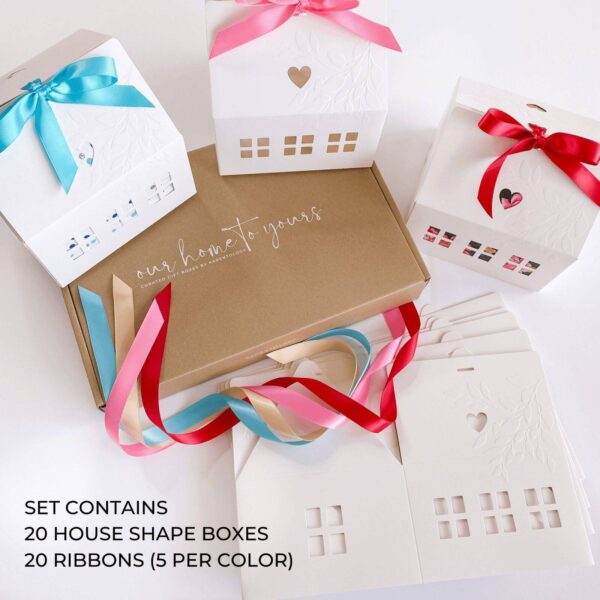 Original Small House Cookie Boxes with Luxurious Bright Ribbons (20 pack set) - Image 2