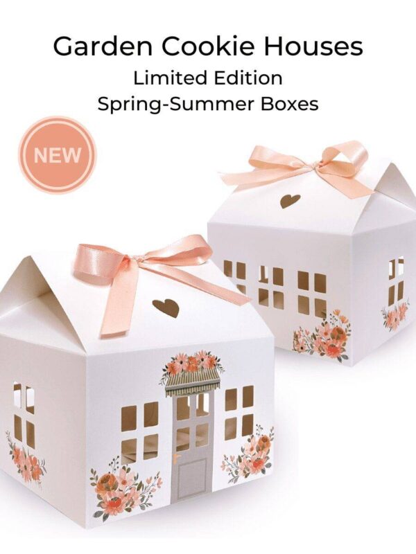 * LIMITED EDITION * Flower Garden Cookie House Boxes with Neutral Ribbons (20 pack set)