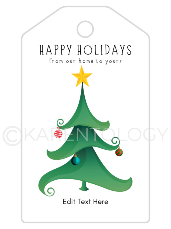 Christmas Tree Gift Tag - Instant Download, Editable, Printable