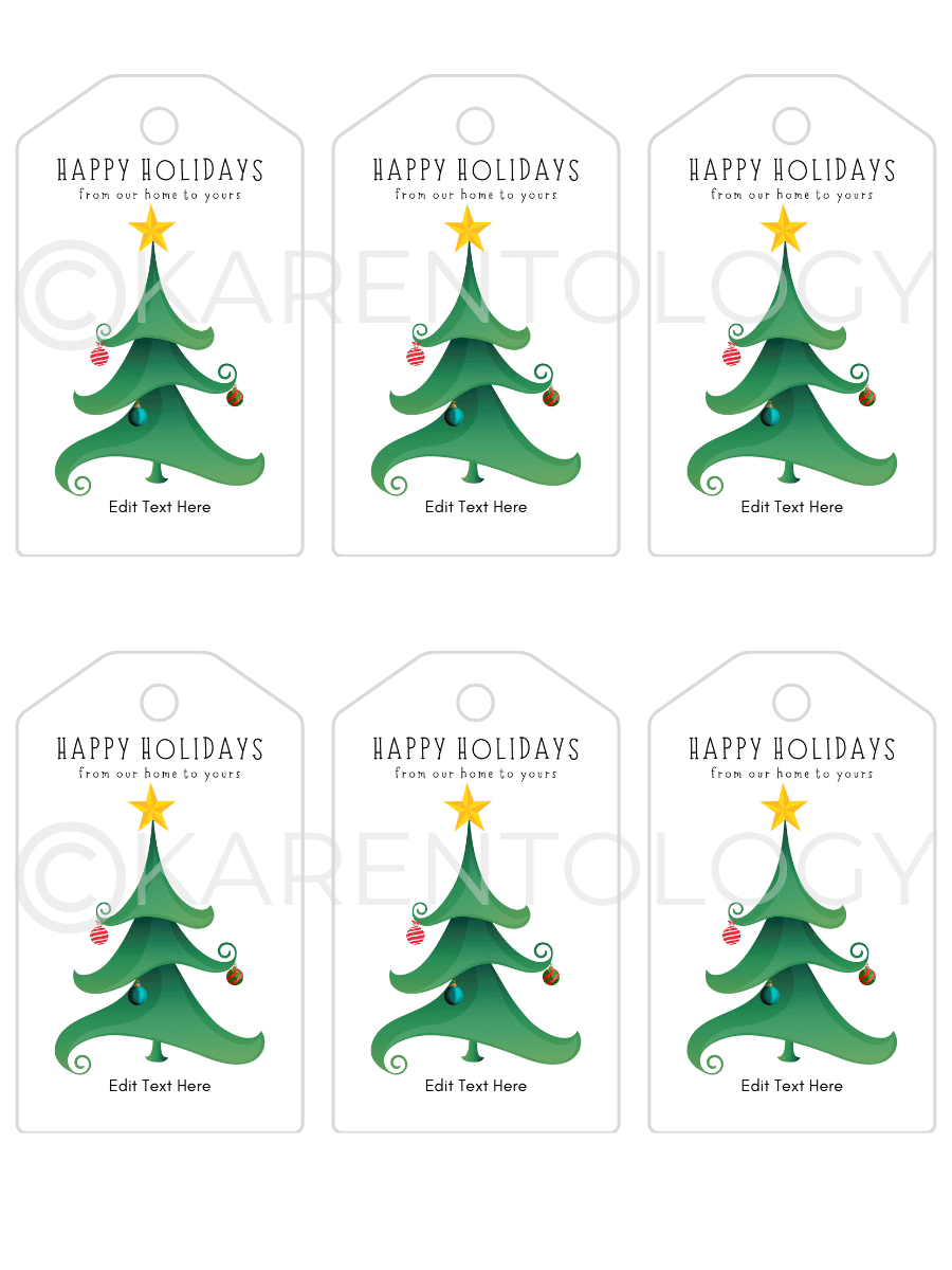 Christmas Tree Gift Tag - Instant Download, Editable, Printable - Image 2