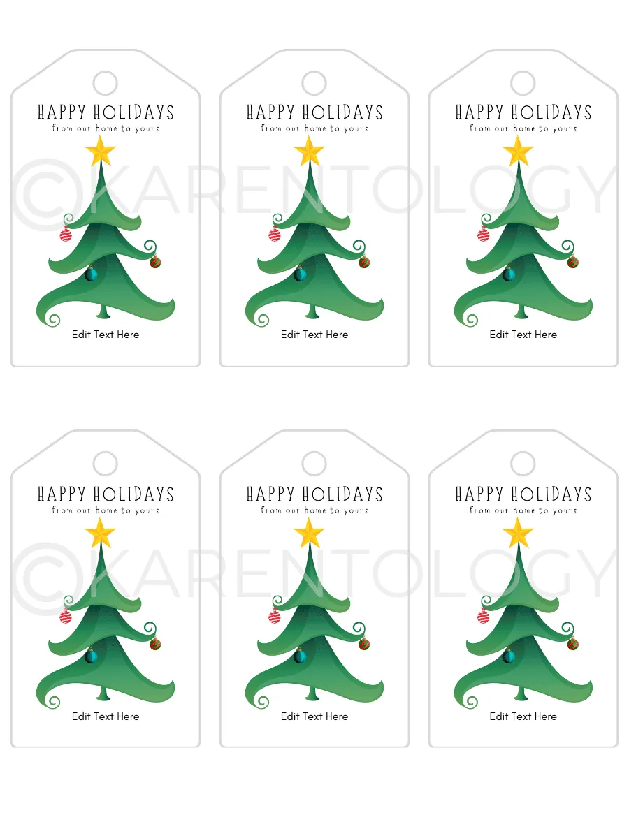 Christmas Tree Gift Tag - Instant Download, Editable, Printable - Image 2